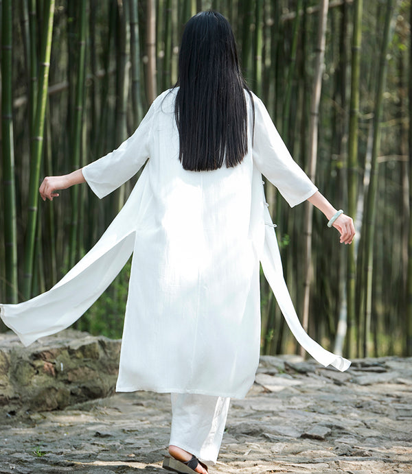 Women Asian KungFu Style Linen and Cotton Coat