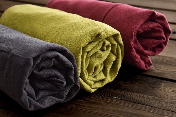 Women Retro Ramie Pure Hemp Sand Washed Big Pocket Pants