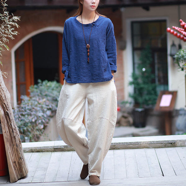 Women Lantern Style Linen and Cotton Pants