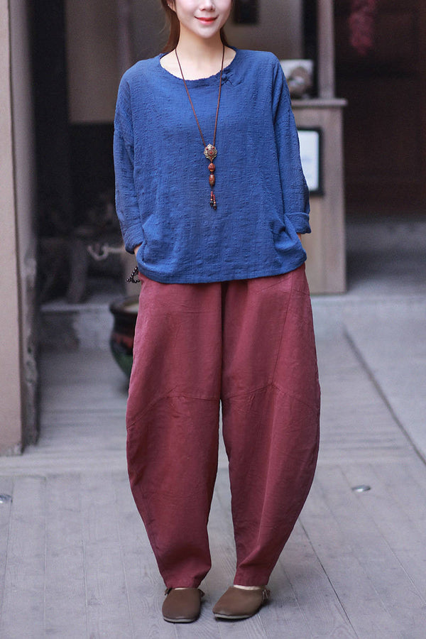 Women Lantern Style Linen and Cotton Pants