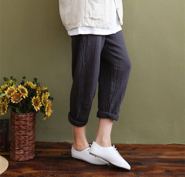 Women Cotton and Linen Casual Pants