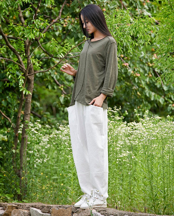 Women Casual Loose Style Linen and Cotton Pants