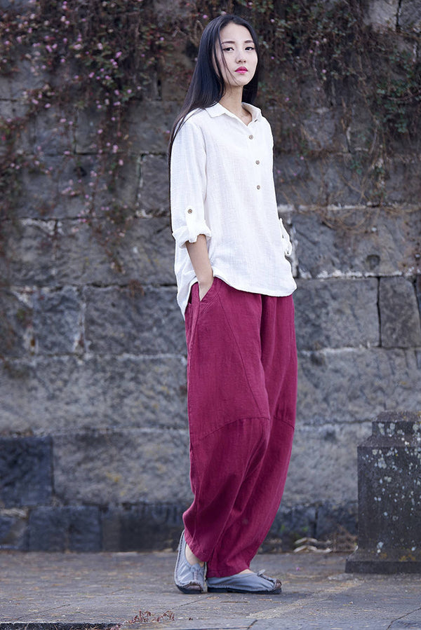 Women Lantern Leisure Linen and cotton Pants