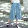 Women Causal Linen and Cotton Wide Leg Cropped Pants
