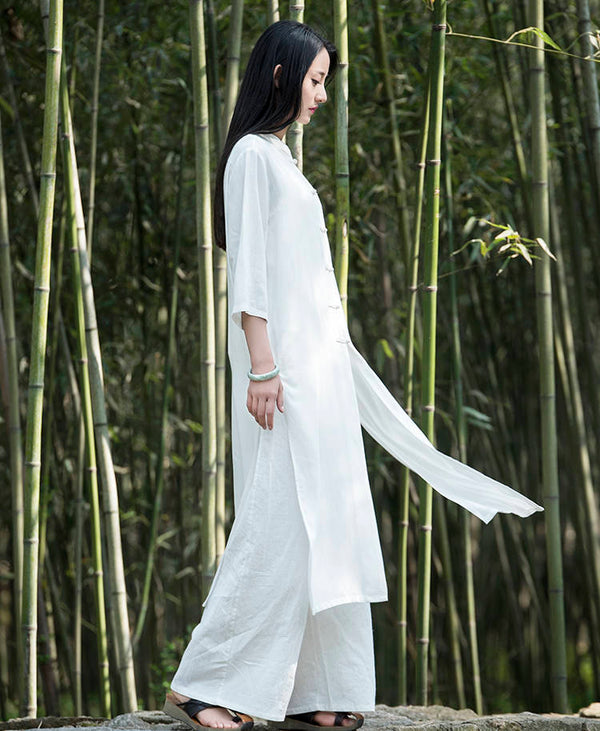 Women Asian KungFu Style Linen and Cotton Coat