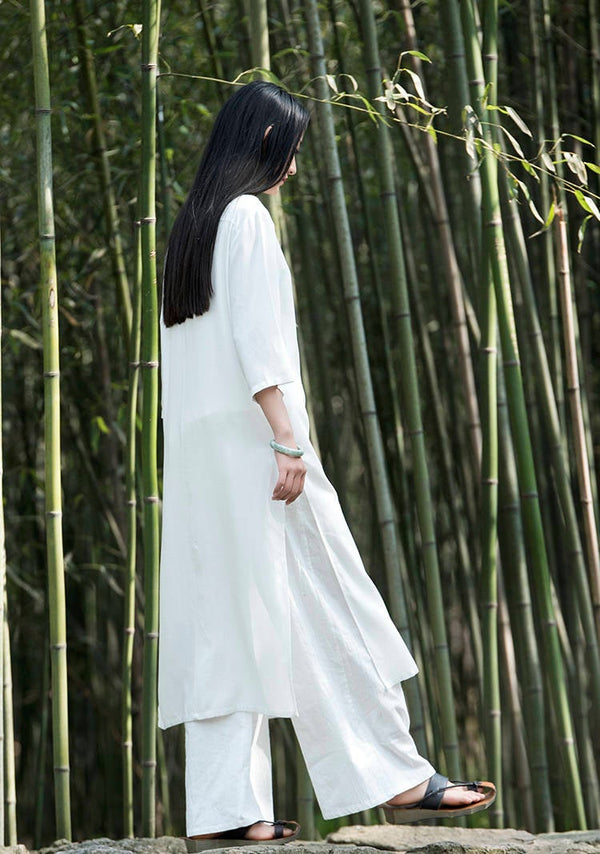 Women Asian KungFu Style Linen and Cotton Coat