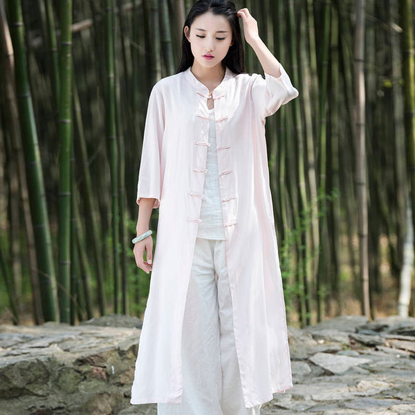 Women Asian KungFu Style Linen and Cotton Coat