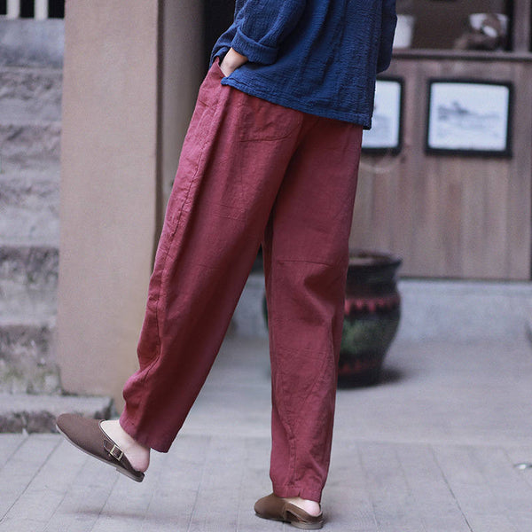 Women Lantern Style Linen and Cotton Pants