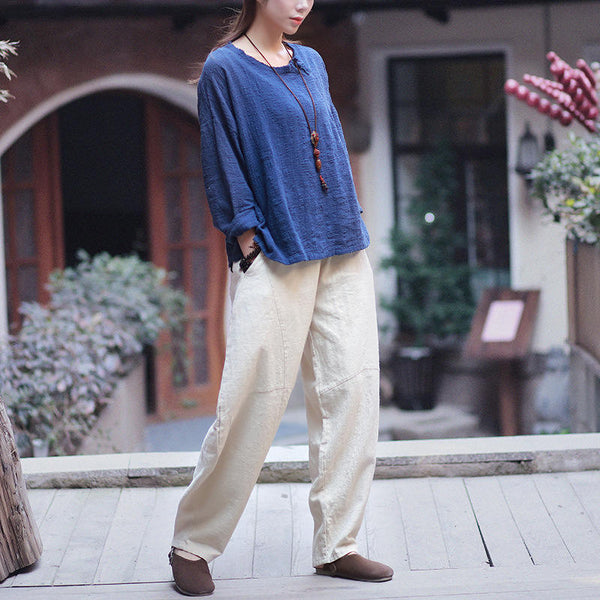 Women Lantern Style Linen and Cotton Pants