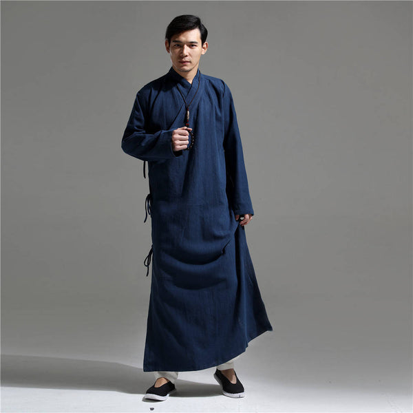 Men Asian Zen Style Long Linen and Cotton Tunics