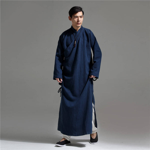 Men Asian Zen Style Long Linen and Cotton Tunics