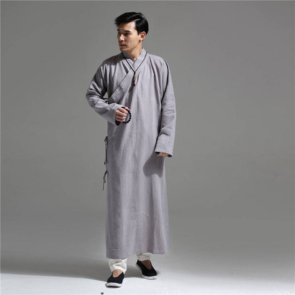 Men Asian Zen Style Long Linen and Cotton Tunics