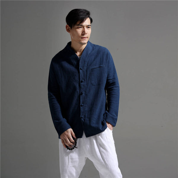 Men Causal Linen and Cotton Jacket