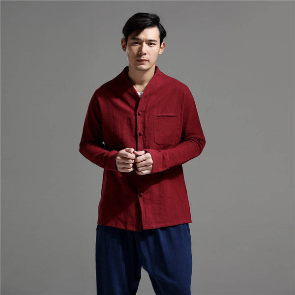 Men Causal Linen and Cotton Jacket