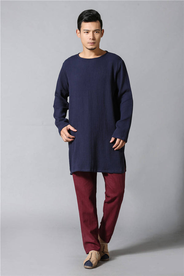 Men Casual Simple Pure Color Cotton and Linen Pants