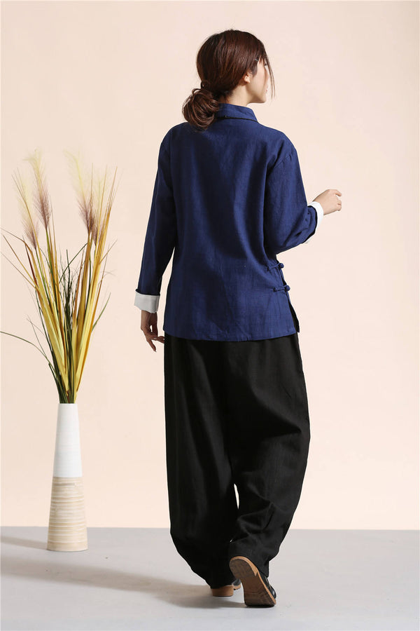 Women Traditional Chinese Style Linen and Cotton KungFu TaiChi Hanfu Tunics