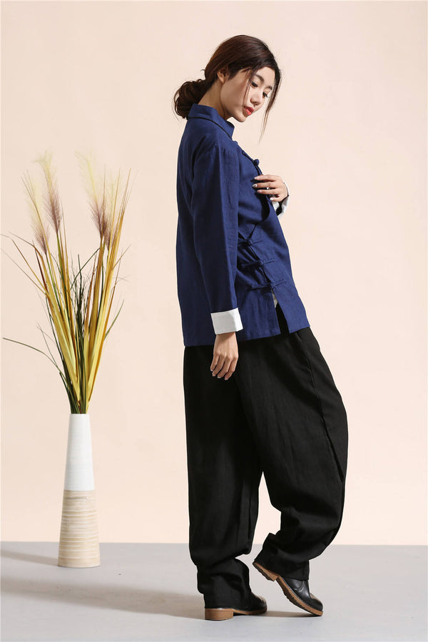 Women Traditional Chinese Style Linen and Cotton KungFu TaiChi Hanfu Tunics