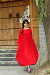 Women Eastern Style Ankle Length Butterfly Type Linen and Cotton Dress