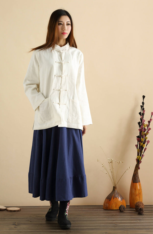 Women Chinese Traditional Style Linen and Cotton KungFu TaiChi HanFu Top