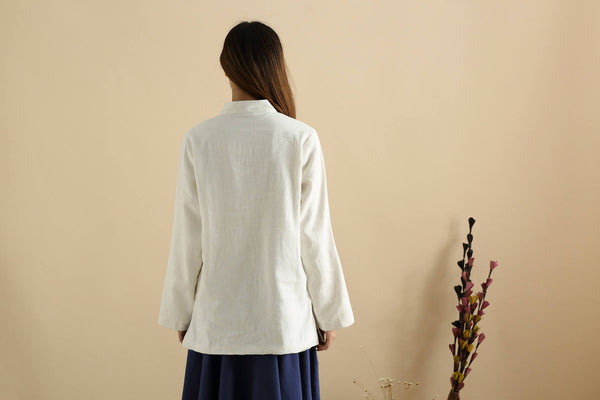 Women Chinese Traditional Style Linen and Cotton KungFu TaiChi HanFu Top