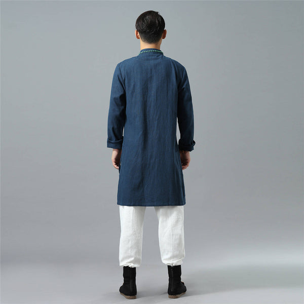 Men Asian Style Long-sleeved Linen and Cotton Tunics