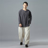 Men Retro Casual Linen and Cotton T-shirt Top