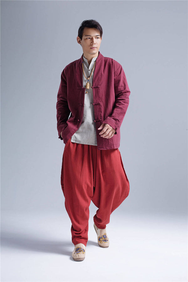 Men Linen Jacket – Retro Chinese Style Loose Causal Linen and Cotton Men's Jacket
