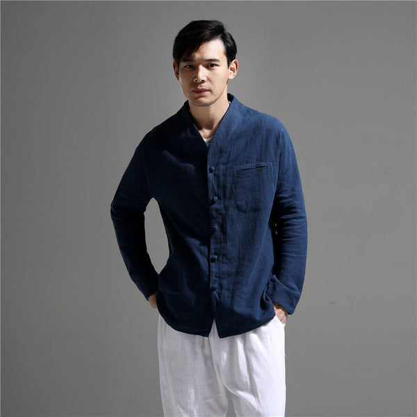 Men Causal Linen and Cotton Jacket