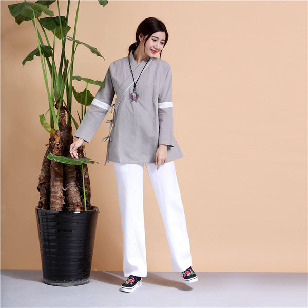Women Chinese Traditional Style Linen and Cotton KungFu TaiChi HanFu Zen Clothes