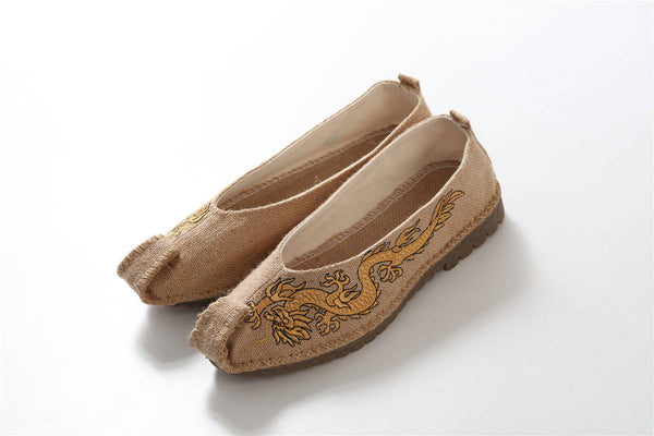 Chinese Style Ancient Animal (Dragon) embroidery Linen Shoes