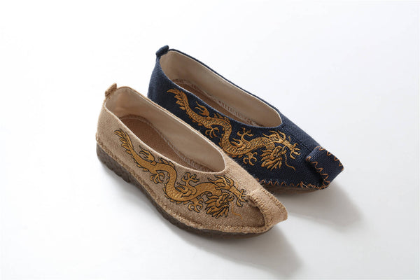 Chinese Style Ancient Animal (Dragon) embroidery Linen Shoes