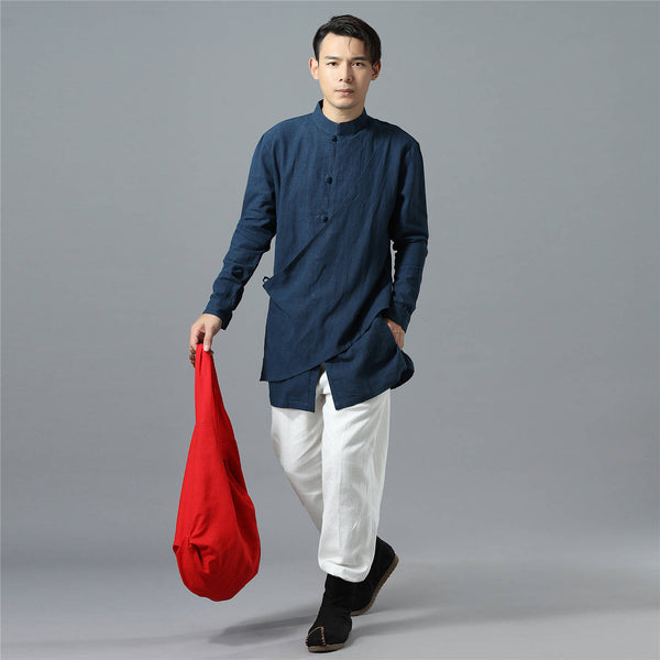 Men Modern Hangfu Kungfu Zen Style Linen and Cotton Tunics