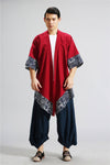 Men Retro Style Thin Linen and Cotton Shrugs Ponchos