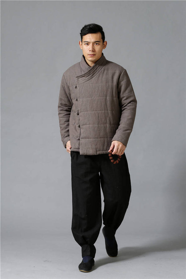 Men Modern Style Linen and Cotton Quilted Jacket