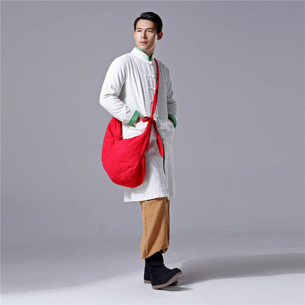 Men Chinese Traditional Style KungFu TaiChi Hanfu Linen and Cotton Tunic (Inside With Velvet)