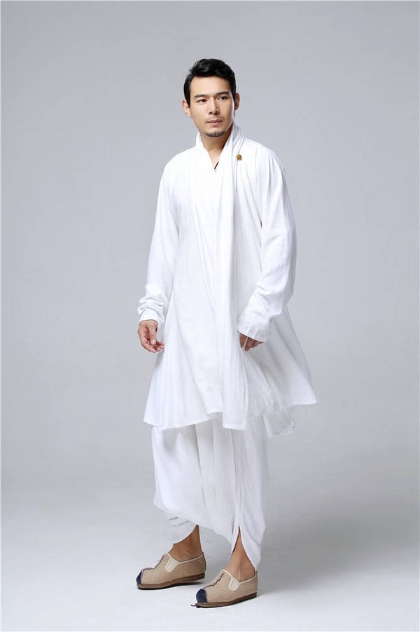 30% Sale!!! Men Eastern Zen Style Kung Fu Tai Chi Hanfu Zen Linen and Cotton Clothes Set (Top + Pant)