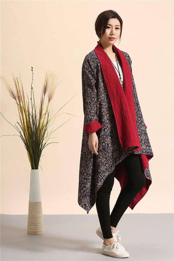 Women Eastern Style Double-sided Linen and Cotton Shrugs