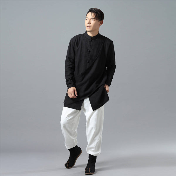 Men Modern Hangfu Kungfu Zen Style Linen and Cotton Tunics