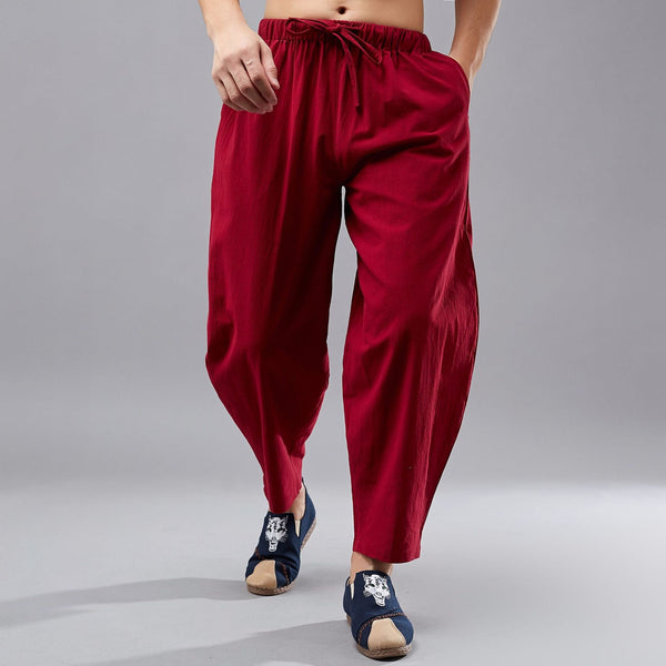 Men New Style Linen and Cotton Crotch KungFu Pants