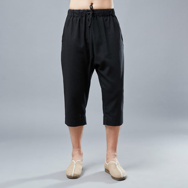 Men Causal Style Linen and Cotton Capri Pants