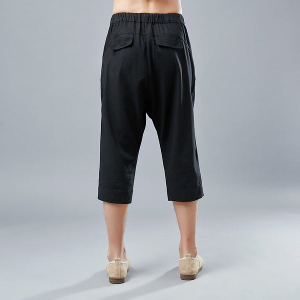 Men Causal Style Linen and Cotton Capri Pants