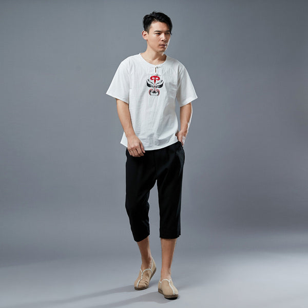 Men Causal Style Linen and Cotton Capri Pants