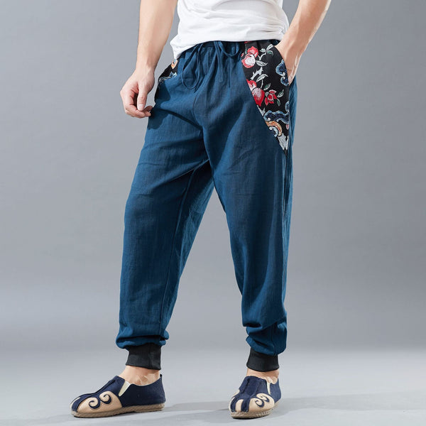 Men Asian Style Men Linen and Cotton KungFu Pants