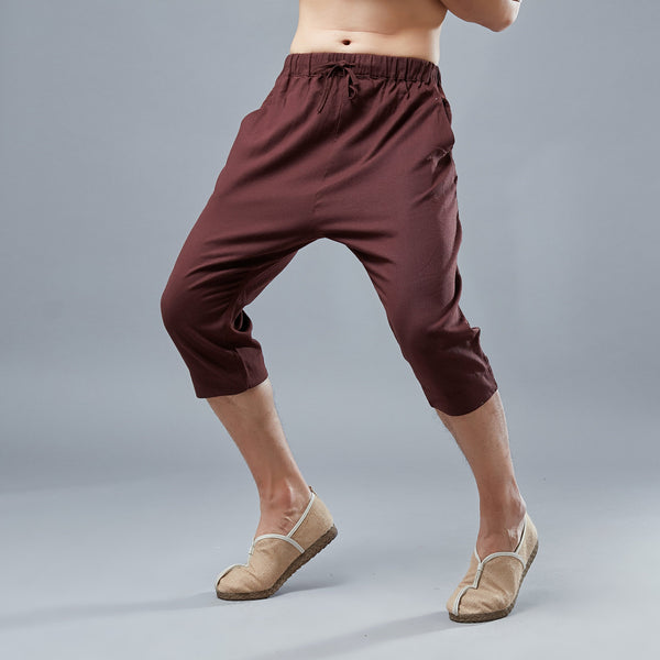 Men Causal Style Linen and Cotton Capri Pants