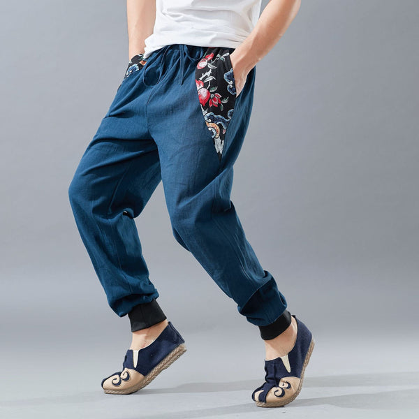 Men Asian Style Men Linen and Cotton KungFu Pants