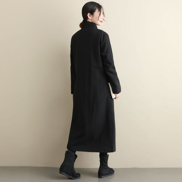 Women Eastern Style Linen and Cotton Hanfu Coat (inner with velvet)