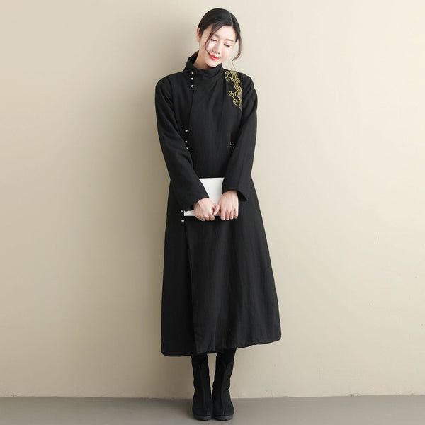 Women Eastern Style Linen and Cotton Hanfu Coat (inner with velvet)
