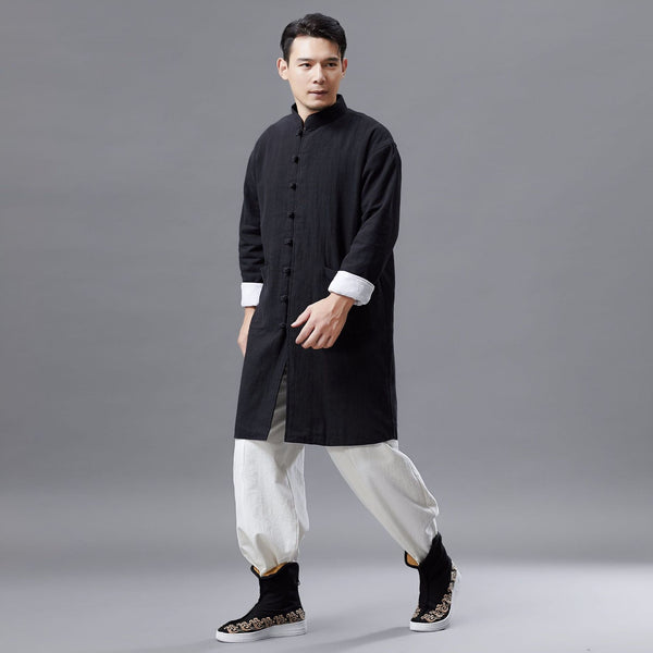 Men Asian Style Linen and Cotton Coat (inner with velvet)
