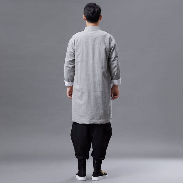 Men Asian Style Linen and Cotton Coat (inner with velvet)