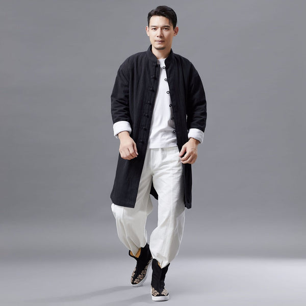 Men Asian Style Linen and Cotton Coat (inner with velvet)
